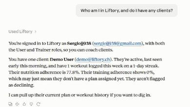 Claude responde quién eres en Liftory: la cuenta, sus roles y un cliente con su actividad reciente y su constancia