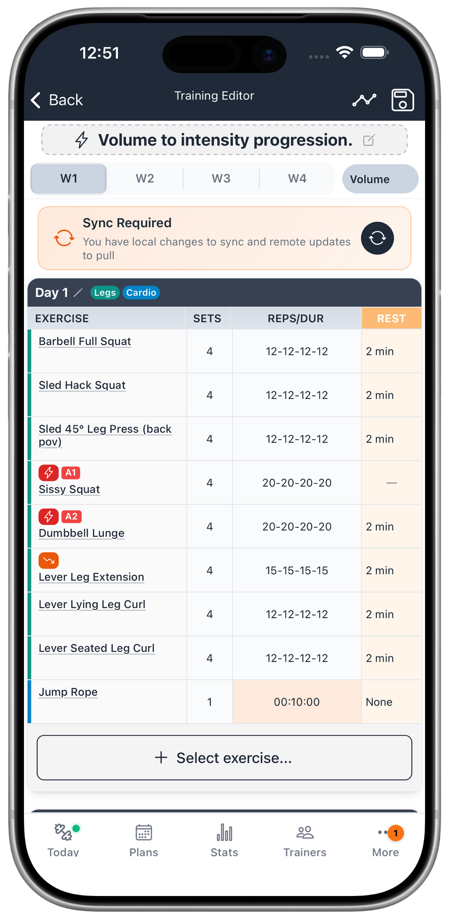Liftory, a free Trainerize alternative, on a phone